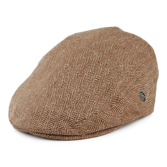 City Sport Herringbone Pure Silk Flat Cap - Brown-Tan