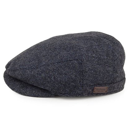 Barbour Hats Barlow Herringbone Wool Flat Cap - Navy Blue