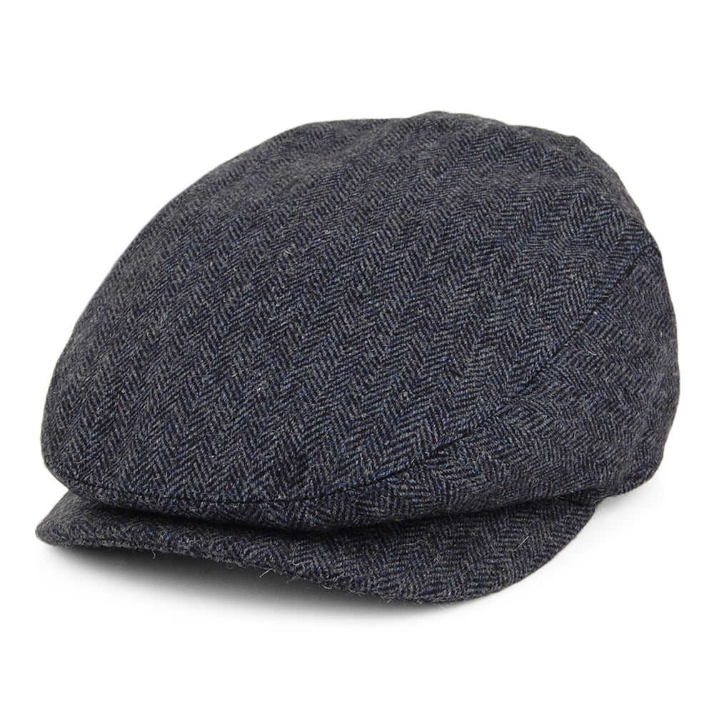 Barbour Hats Barlow Herringbone Wool Flat Cap - Navy Blue