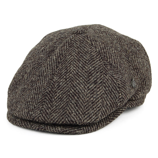 Failsworth Hats HARRIS TWEED Herringbone Hudson Newsboy Cap - Grey-Black