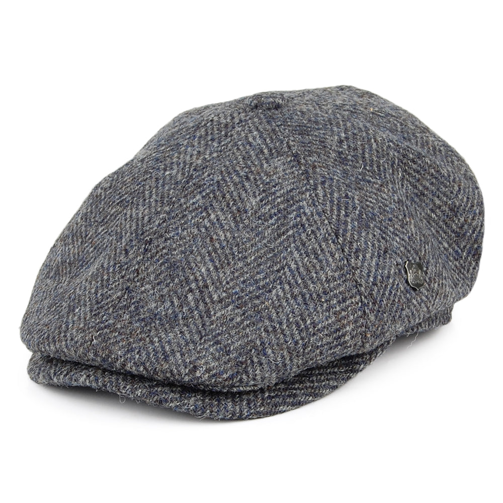 Failsworth Hats Harris Tweed Herringbone Hudson Newsboy Cap - Blue-Grey