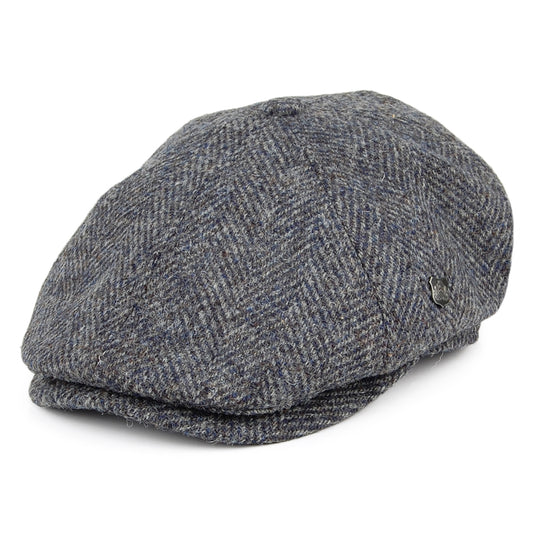 Failsworth Hats HARRIS TWEED Herringbone Hudson Newsboy Cap - Blue-Grey