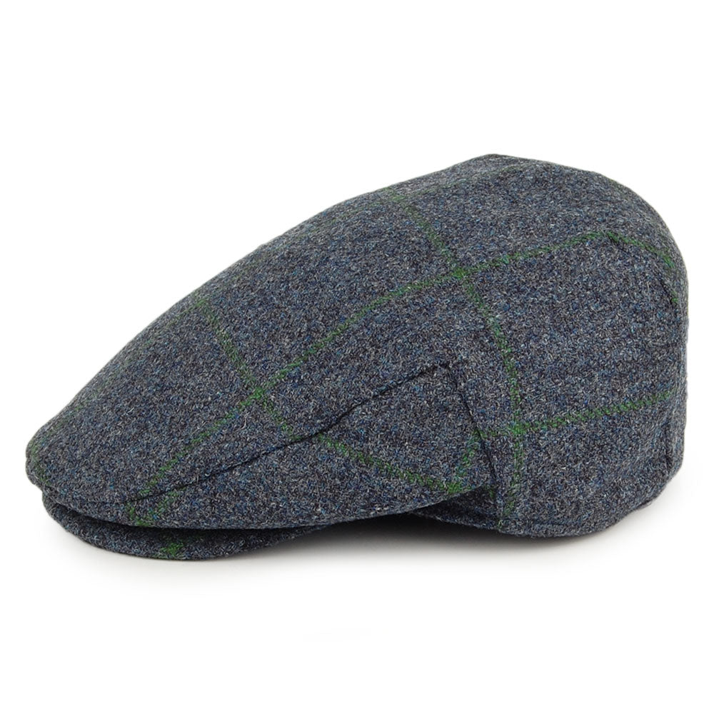 Failsworth Hats Windowpane Waterproof Flat Cap - Blue-Moss