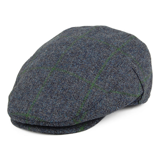 Failsworth Hats Windowpane Waterproof Flat Cap - Blue-Moss