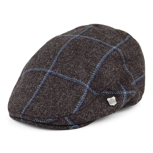Failsworth Hats Gamekeeper Windowpane Water Repellent Flat Cap - Grey-Blue