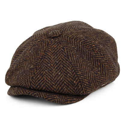 Failsworth Hats Malmo Donegal Tweed Herringbone Newsboy Cap - Brown