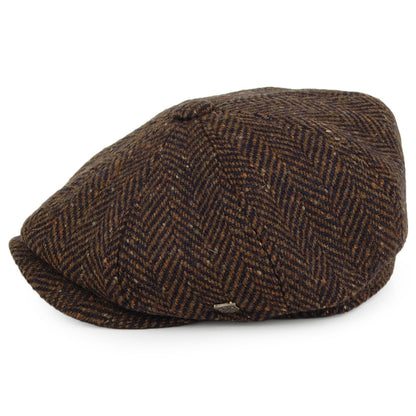 Failsworth Hats Malmo Donegal Tweed Herringbone Newsboy Cap - Brown