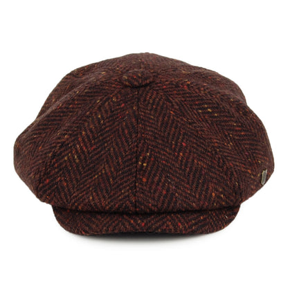 Failsworth Hats Malmo Donegal Tweed Herringbone Newsboy Cap - Burgundy-Multi