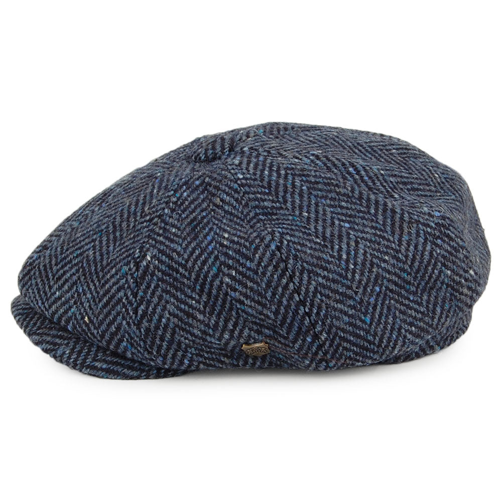 Failsworth Hats Malmo Donegal Tweed Herringbone Newsboy Cap - Blue-Multi