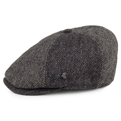 Failsworth Hats Hoxton 2-Tone Herringbone Wool Newsboy Cap - Grey-Charcoal