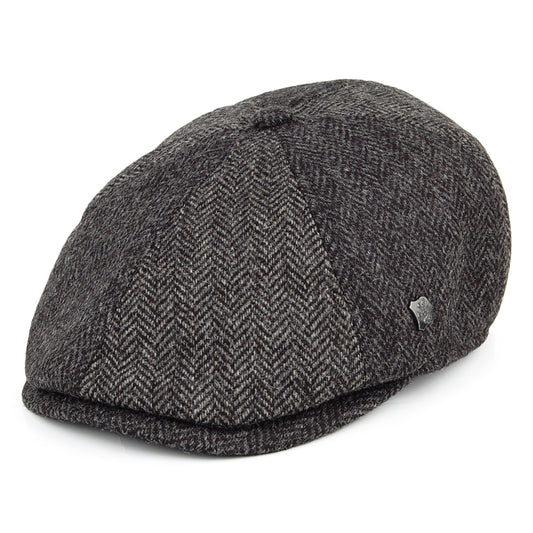 Failsworth Hats Hoxton 2-Tone Herringbone Wool Newsboy Cap - Grey-Charcoal