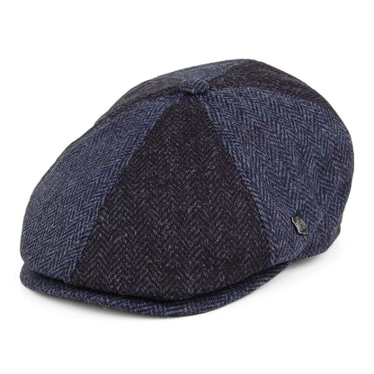 Failsworth Hats Hoxton 2-Tone Herringbone Wool Newsboy Cap - Navy-Blue
