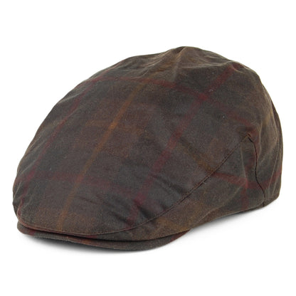 Failsworth Hats Waxed Cotton Windowpane Flat Cap - Brown Multi