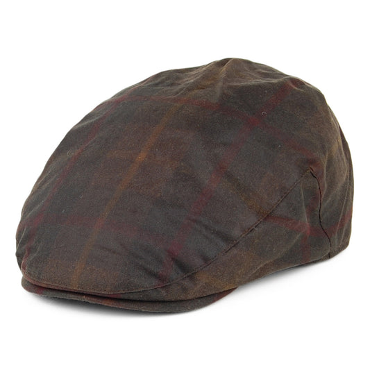 Failsworth Hats Waxed Cotton Windowpane Flat Cap - Brown Multi