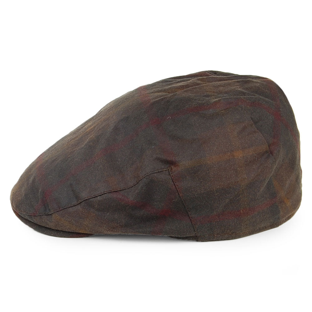 Failsworth Hats Waxed Cotton Windowpane Flat Cap - Brown Multi
