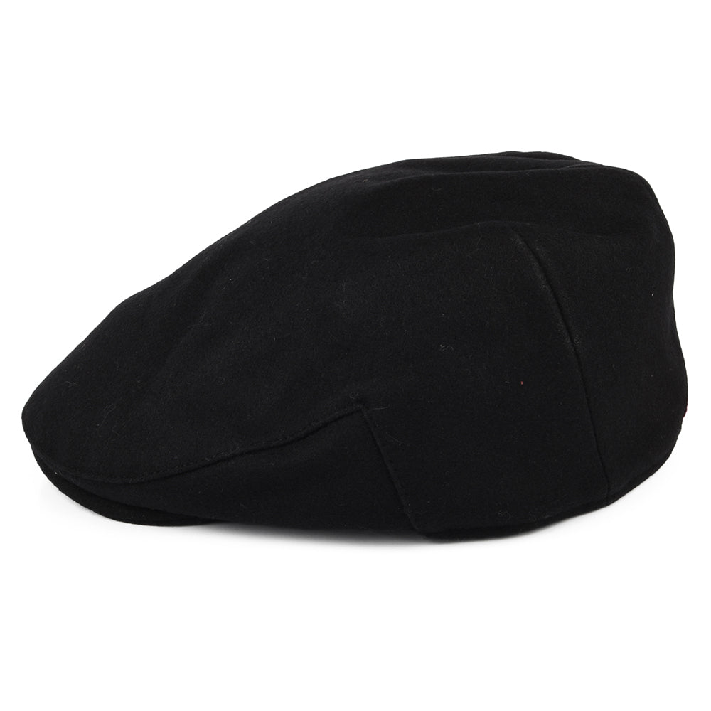 Christys Hats Balmoral Melton Wool Flat Cap - Black
