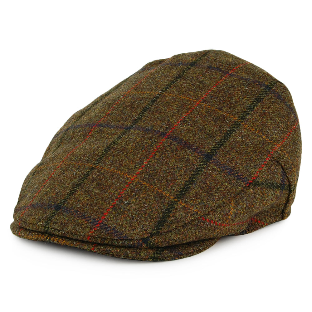 Christys Hats Country Tweed Balmoral Flat Cap - Olive-Brown