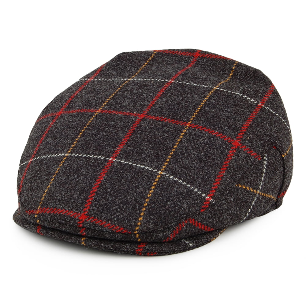 Christys Hats Seasonal Tweed Windowpane Flat Cap - Grey Multi