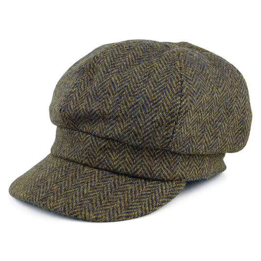 Failsworth Hats Harris Tweed Herringbone Gabby Baker Boy Cap - Olive-Multi