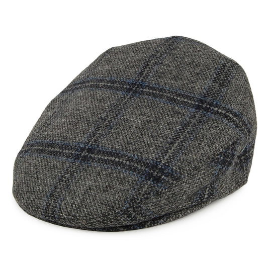 City Sport Windowpane Virgin English Wool Flat Cap - Grey