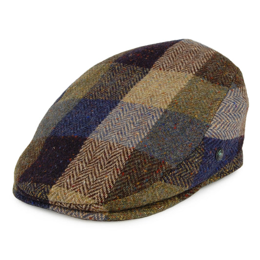 City Sport Donegal Tweed Patch Flat Cap - Blue-Sage
