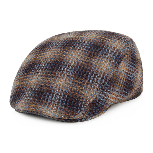 Crambes Hats Detroit Lambswool Textured Flat Cap - Blue-Multi