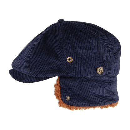 Brixton Hats Brood Corduroy Earflap Newsboy Cap - Navy Blue