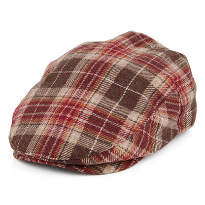 Brixton Hats Hooligan Checkered Flat Cap - Brown-Burgundy
