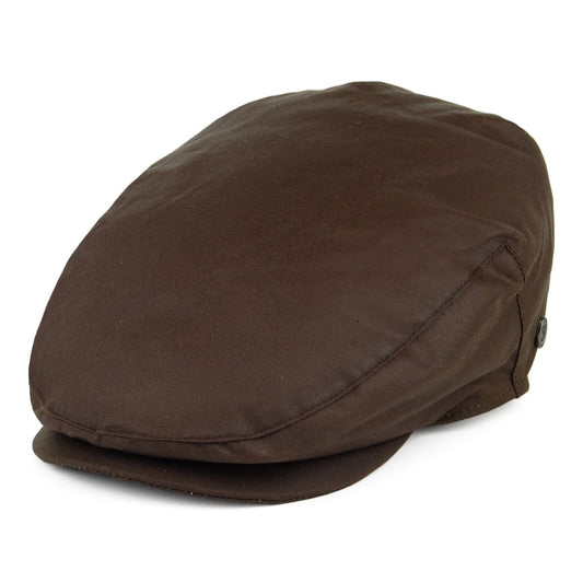 Jaxon & James British Millerain Waxed Cotton Flat Cap - Brown