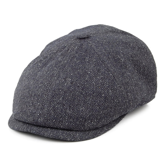 Failsworth Hats Hudson Silk Mix Herringbone Newsboy Cap - Black Mix