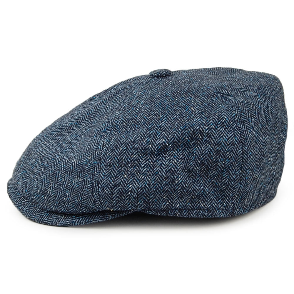 Failsworth Hats Hudson Silk Mix Herringbone Newsboy Cap - Navy Blue