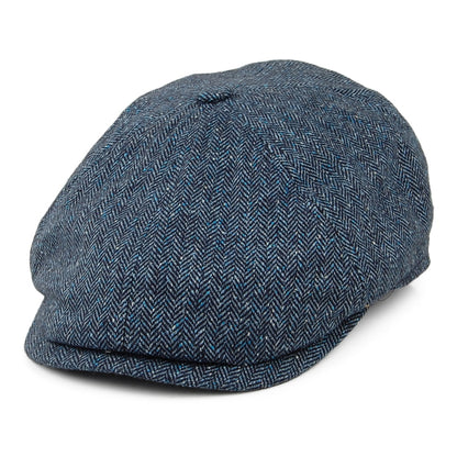 Failsworth Hats Hudson Silk Mix Herringbone Newsboy Cap - Navy Blue