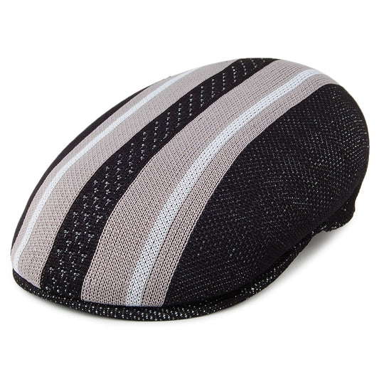 Kangol Vented Stripes 504 Flat Cap - Black