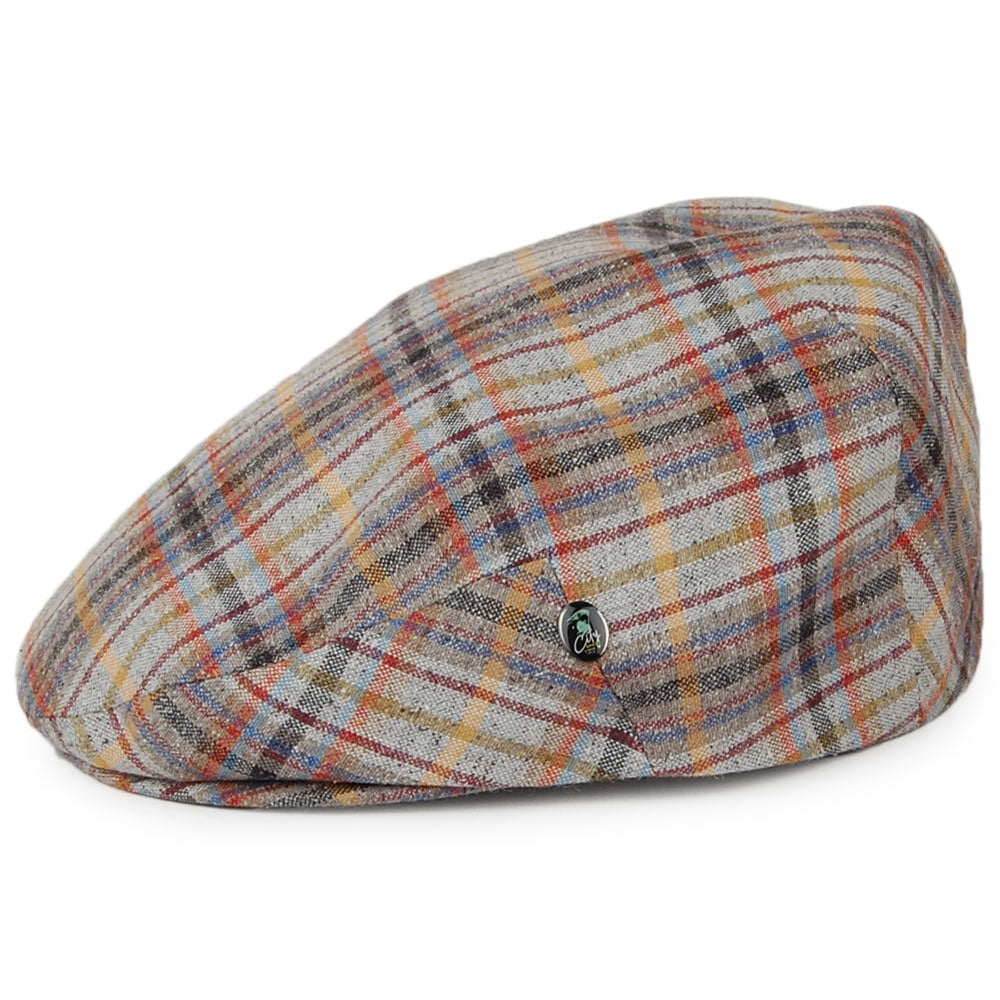 City Sport Hats Linen-Silk Check Flat Cap - Multi-Coloured