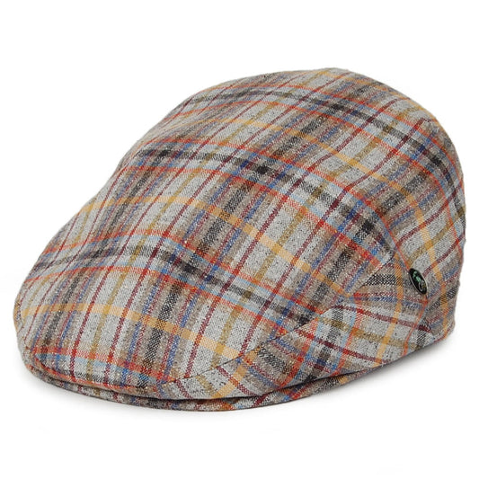 City Sport Hats Linen-Silk Check Flat Cap - Multi-Coloured