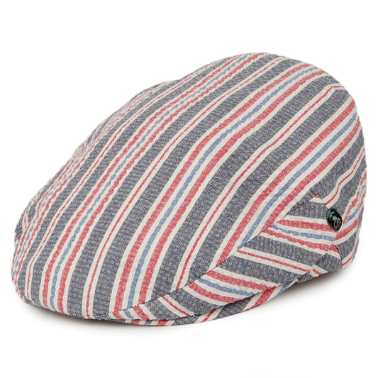 City Sport Hats Hamptons Seersucker Flat Cap - Blue-Red