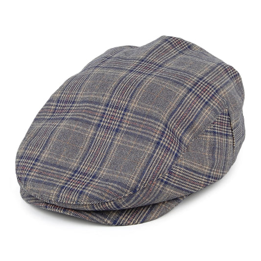 Brixton Hats Hooligan Windowpane Flat Cap - Grey-Blue