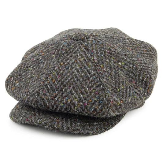 City Sport Chunky Herringbone Donegal Tweed Newsboy Cap - Grey Multi