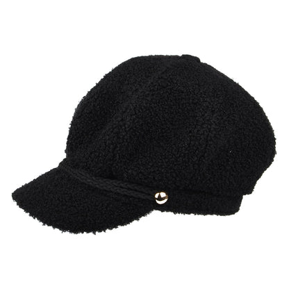 Betmar Hats Lydie Faux Sherpa Baker Boy Cap - Black