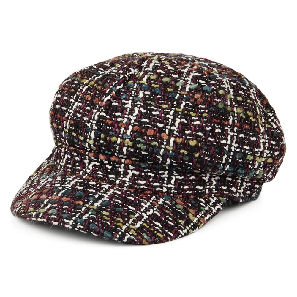 Whiteley Hats Tweed Baker Boy Cap - Purple-Mix