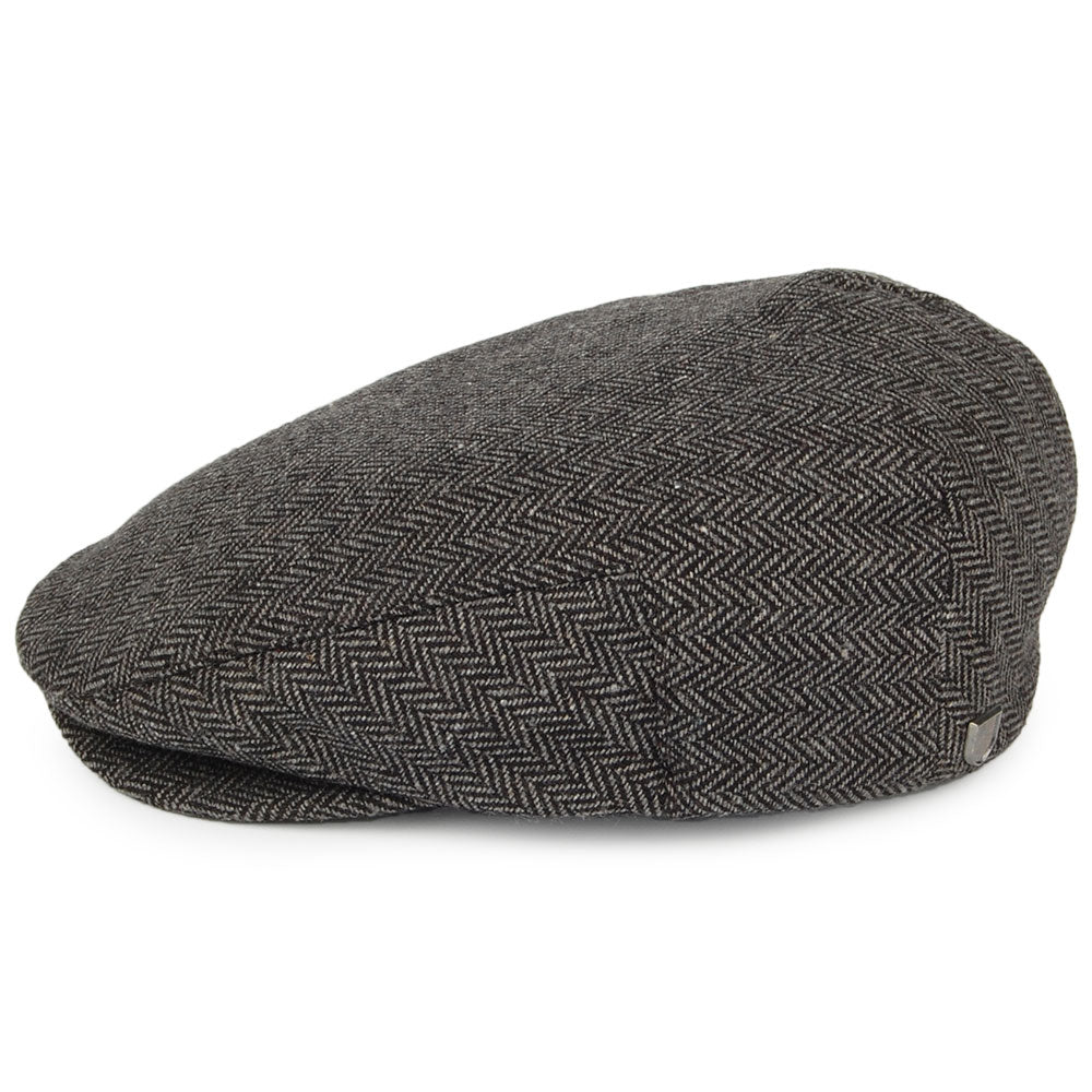 Brixton Hats Hooligan Herringbone Flat Cap - Grey-Black
