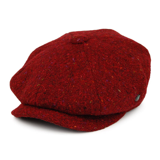 City Sport Donegal Tweed Marl Deep Fit Newsboy Cap - Wine