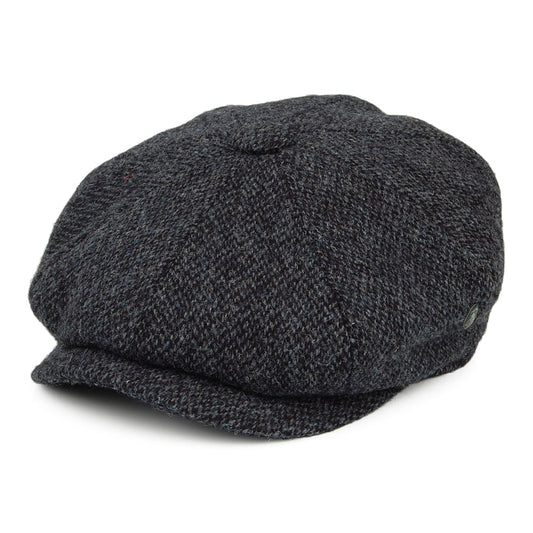 City Sport HARRIS TWEED Marl Deep Fit Newsboy Cap - Navy Blue
