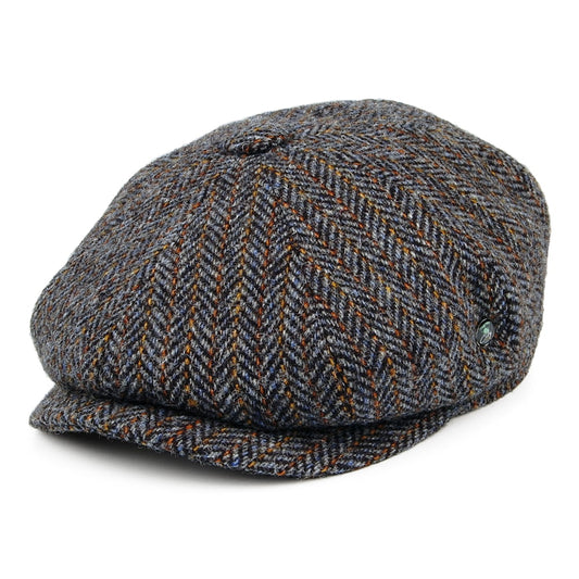City Sport HARRIS TWEED Herringbone Deep Fit Newsboy Cap - Grey-Bronze