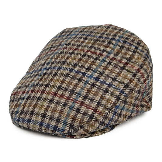 City Sport Check Virgin Wool Flat Cap - Tan-Blue