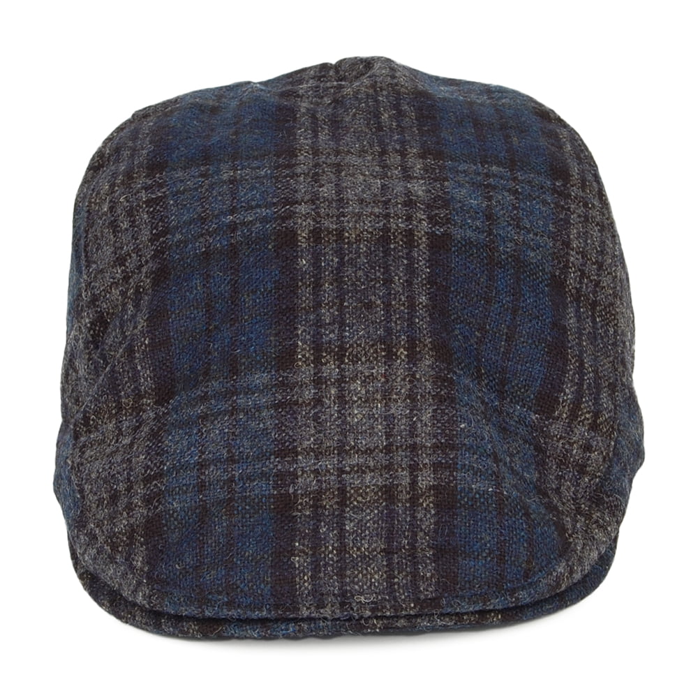 Failsworth Hats Westerdale Checked Flat Cap with Earflaps - Blue-Multi