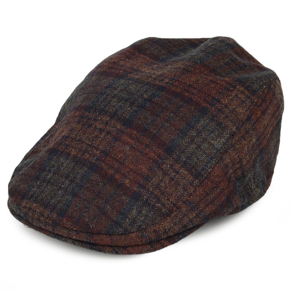 Failsworth Hats Westerdale Checked Flat Cap with Earflaps - Brown-Multi