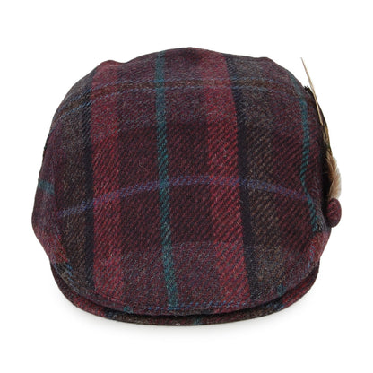 Failsworth Hats British Wool Tartan Feather Flat Cap - Purple-Blue