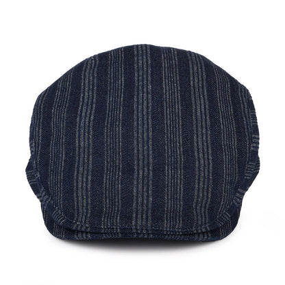 Bailey Hats Gulick Striped Cotton Flat Cap - Dark Denim