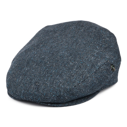 City Sport Flecked Herringbone Silk-Cotton Flat Cap - Navy Blue